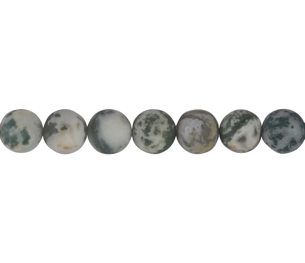 Heilstein & Edelstein-Strang - Kugeln, Baumachat, matt, 10mm (38cm)