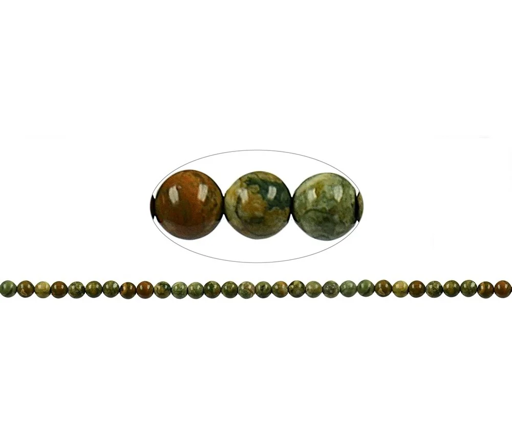 Heilstein & Edelstein-Strang - Kugeln, Rhyolith (Regenwaldrhyolith), 06mm