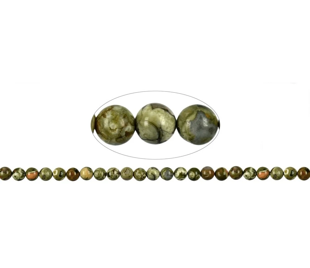 Heilstein & Edelstein-Strang - Kugeln, Rhyolith (Regenwaldrhyolith), 08mm