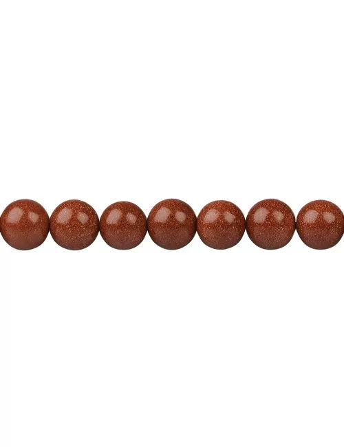 Heilstein & Edelstein-Strang - Kugeln, Goldfluß braun (synt. Glas), 10mm