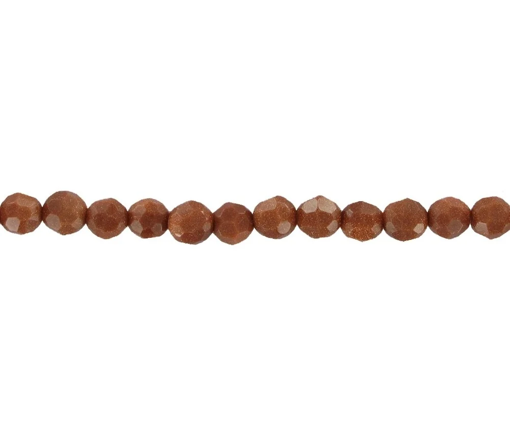 Heilstein & Edelstein-Strang - Kugeln, Goldfluß braun (synt. Glas), facettiert, 04mm