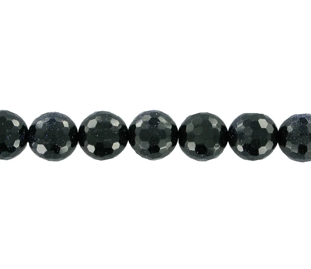 Heilstein & Edelstein-Strang - Kugeln, Goldfluß violett (synt. Glas), facettiert, 10mm