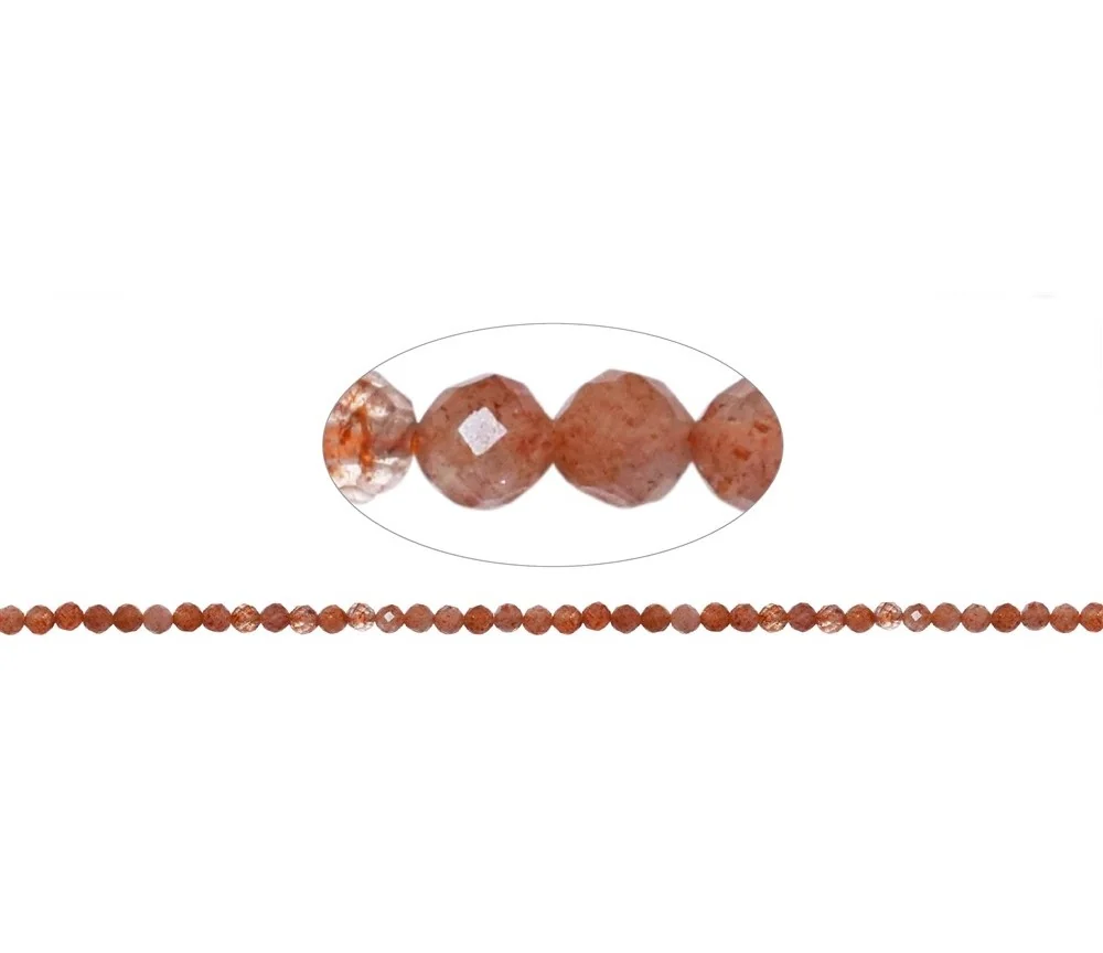 Heilstein & Edelstein-Strang - Kugeln, Sonnenstein, facettiert, 03,5mm (38cm)