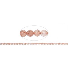 Heilstein & Edelstein-Strang - Kugeln, Sonnenstein, facettiert, 02mm (39cm)