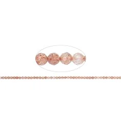 Heilstein & Edelstein-Strang - Kugeln, Sonnenstein, facettiert, 02mm (39cm)