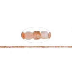 Heilstein & Edelstein-Strang - Würfel, Sonnenstein, facettiert, 02,5mm (39cm)
