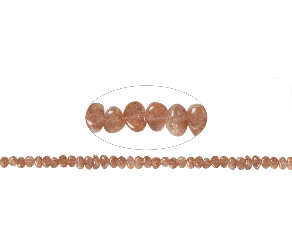 Heilstein & Edelstein-Strang - Trommelsteine flach, Sonnenstein A, 06 x 09-10mm