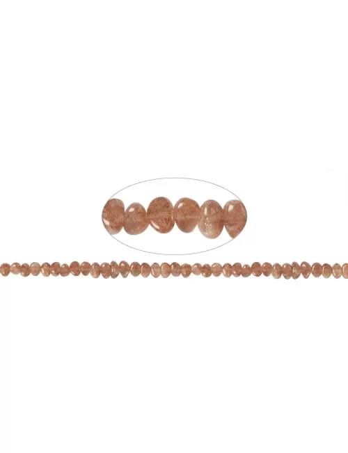 Heilstein & Edelstein-Strang - Trommelsteine flach, Sonnenstein A, 06 x 09-10mm