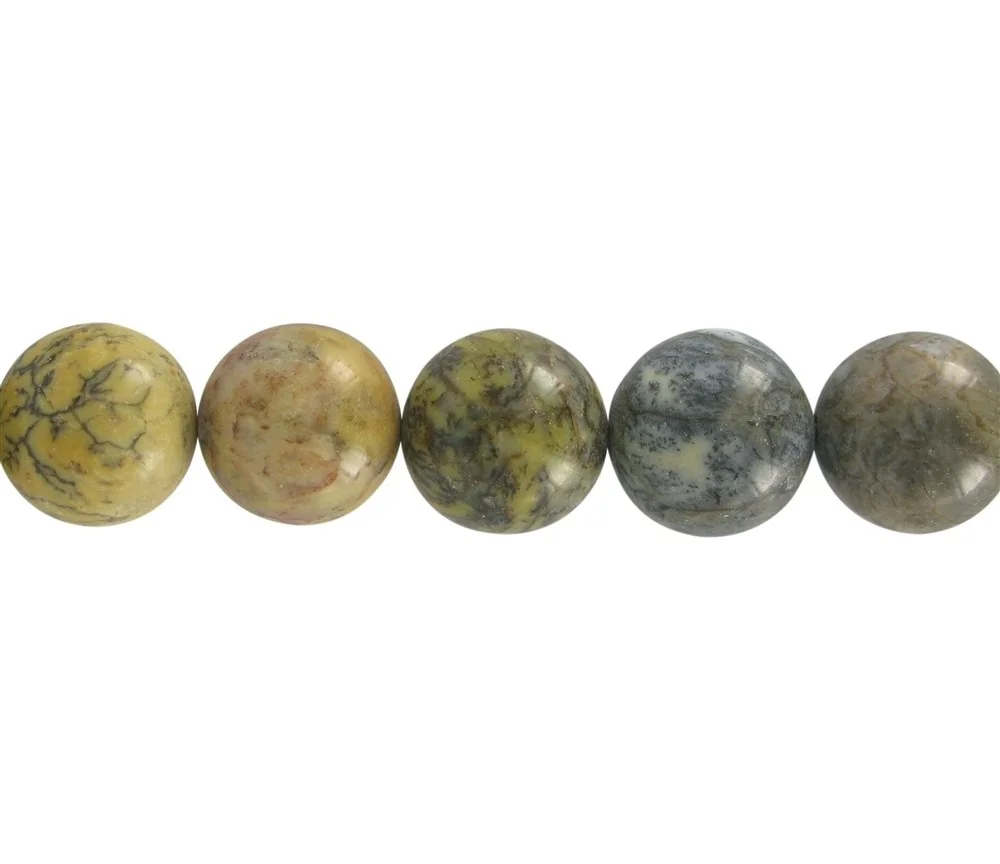 Heilstein & Edelstein-Strang - Kugeln, Opalith (gelb), 14mm