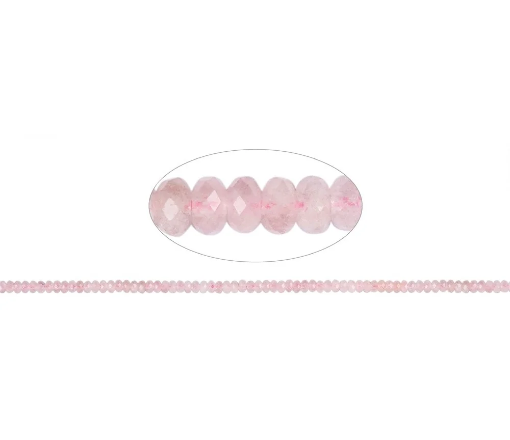 Heilstein & Edelstein-Strang - Button, Morganit, facettiert, 02 x 04mm