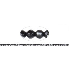 Heilstein & Edelstein-Strang - Kugeln, Perlmutt (dunkel), facettiert, 03mm