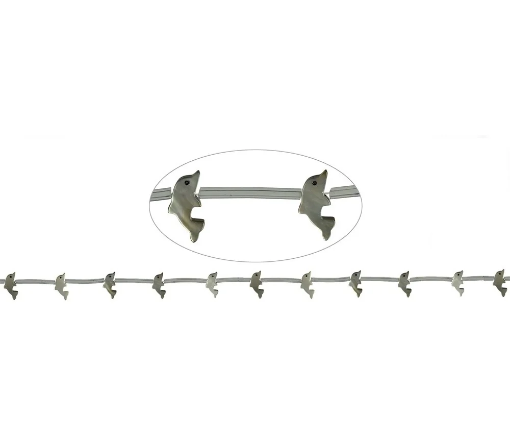 Heilstein & Edelstein-Strang - Delfine, Perlmutt (dunkel), 07 x 15mm