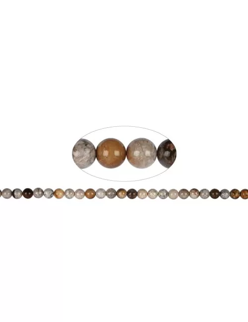 Heilstein & Edelstein-Strang - Kugeln, versteinerte Koralle, 08mm