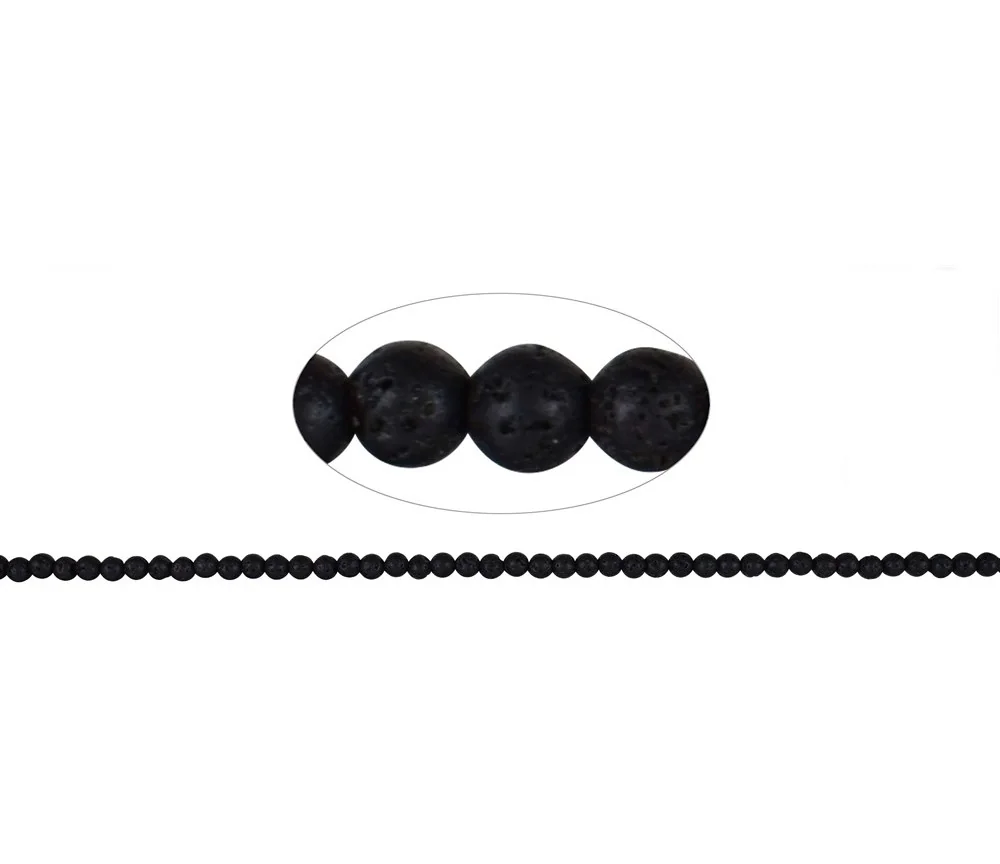 Heilstein & Edelstein-Strang - Kugeln, Lava poliert/gewachst, 04mm