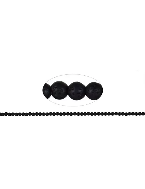 Heilstein & Edelstein-Strang - Kugeln, Lava poliert/gewachst, 04mm