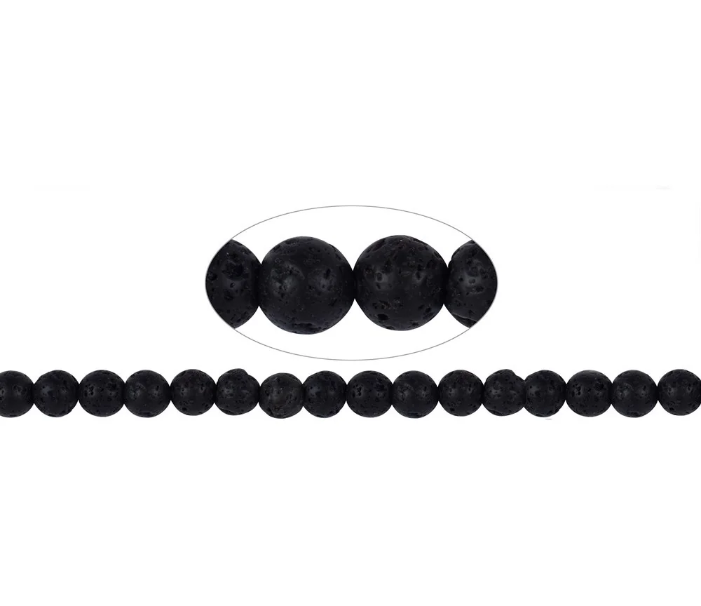 Heilstein & Edelstein-Strang - Kugeln, Lava poliert/gewachst, 08mm