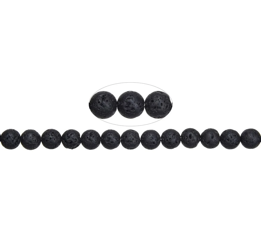 Heilstein & Edelstein-Strang - Kugeln, Lava poliert/gewachst, 10mm