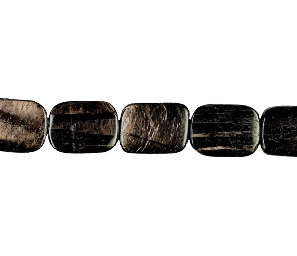 Heilstein & Edelstein-Strang - Rechteck, Hypersthen, 20 x15mm