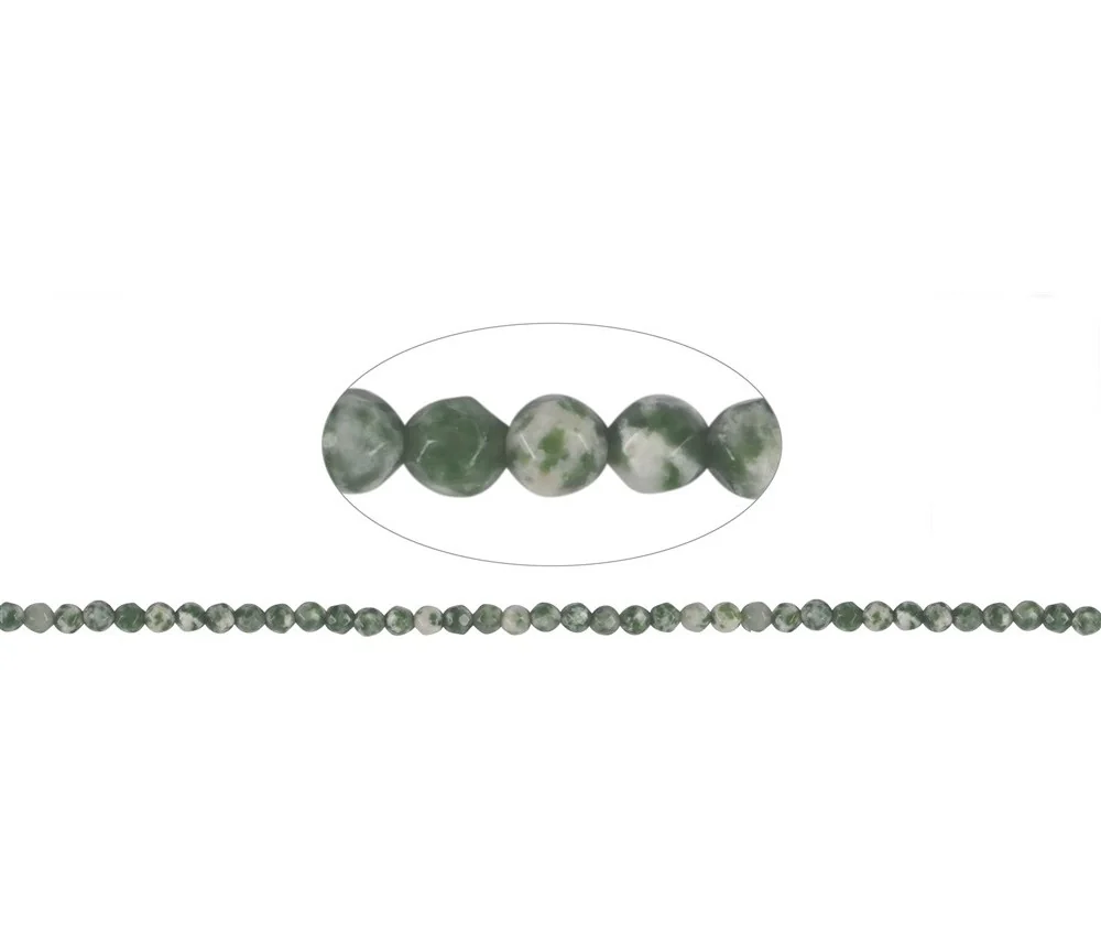 Heilstein & Edelstein-Strang - Kugeln, Serpentin (gepunktet), facettiert, 04mm (39cm)