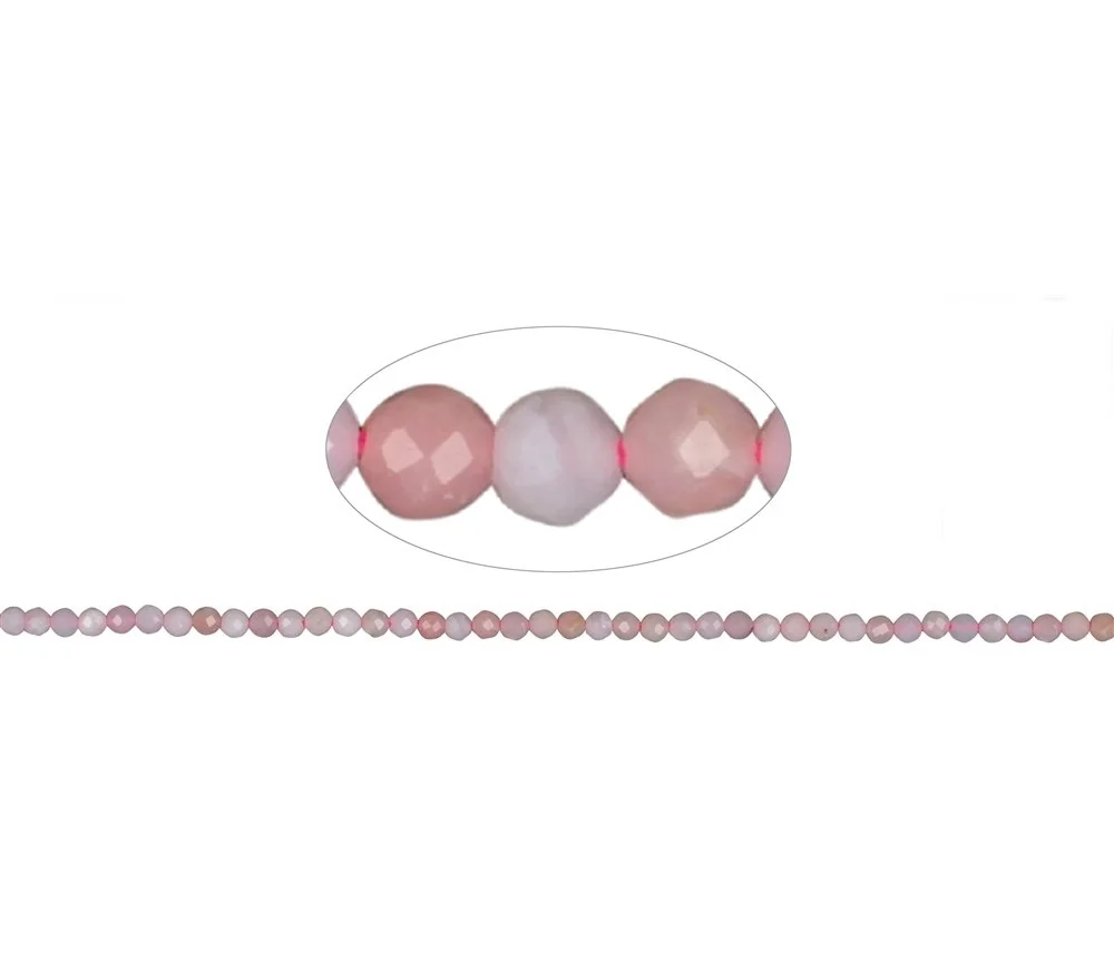 Heilstein & Edelstein-Strang - Kugeln, Andenopal (pink), facettiert, 03mm (38cm)