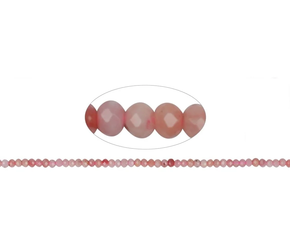 Heilstein & Edelstein-Strang - Button, Andenopal (pink), facettiert, 02 x 03mm