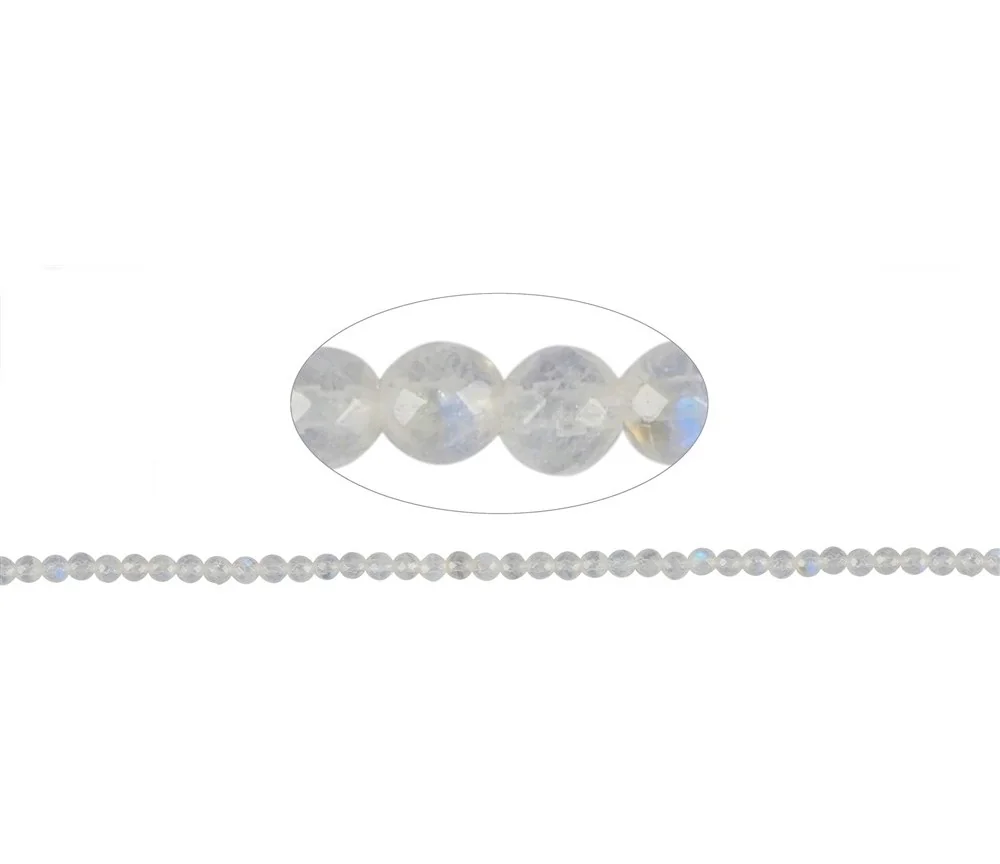 Heilstein & Edelstein-Strang - Kugeln, Labradorit (weiß), facettiert, 02,5mm (38cm)