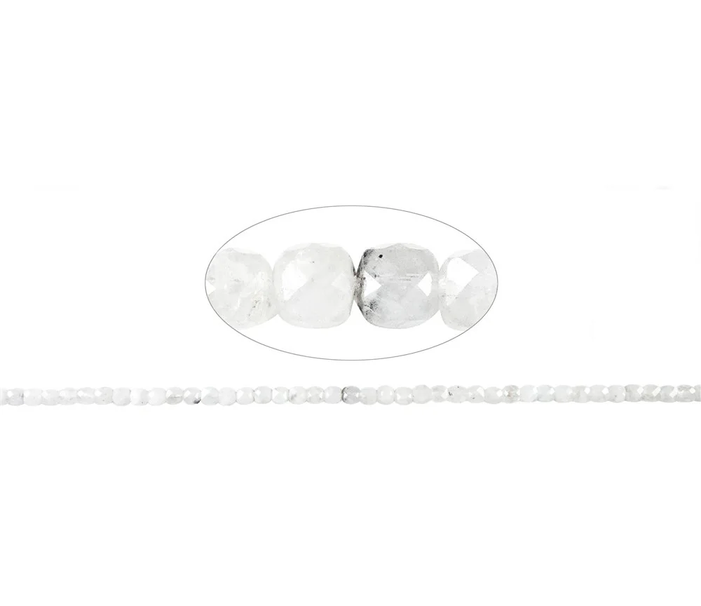 Heilstein & Edelstein-Strang - Würfel, Labradorit (weiß), 04mm (39cm)
