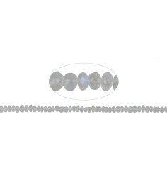 Heilstein & Edelstein-Strang - Button, Labradorit (weiß) facettiert, 03 x 05mm (39cm)