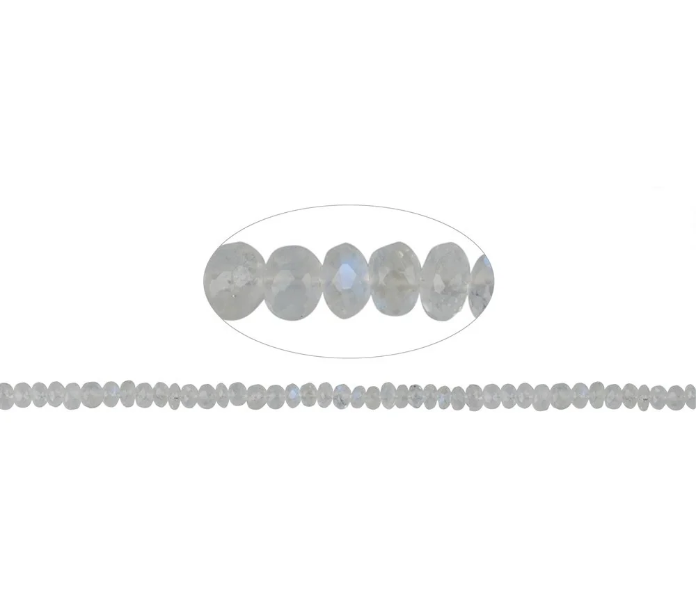 Heilstein & Edelstein-Strang - Button, Labradorit (weiß) facettiert, 03 x 05mm (39cm)