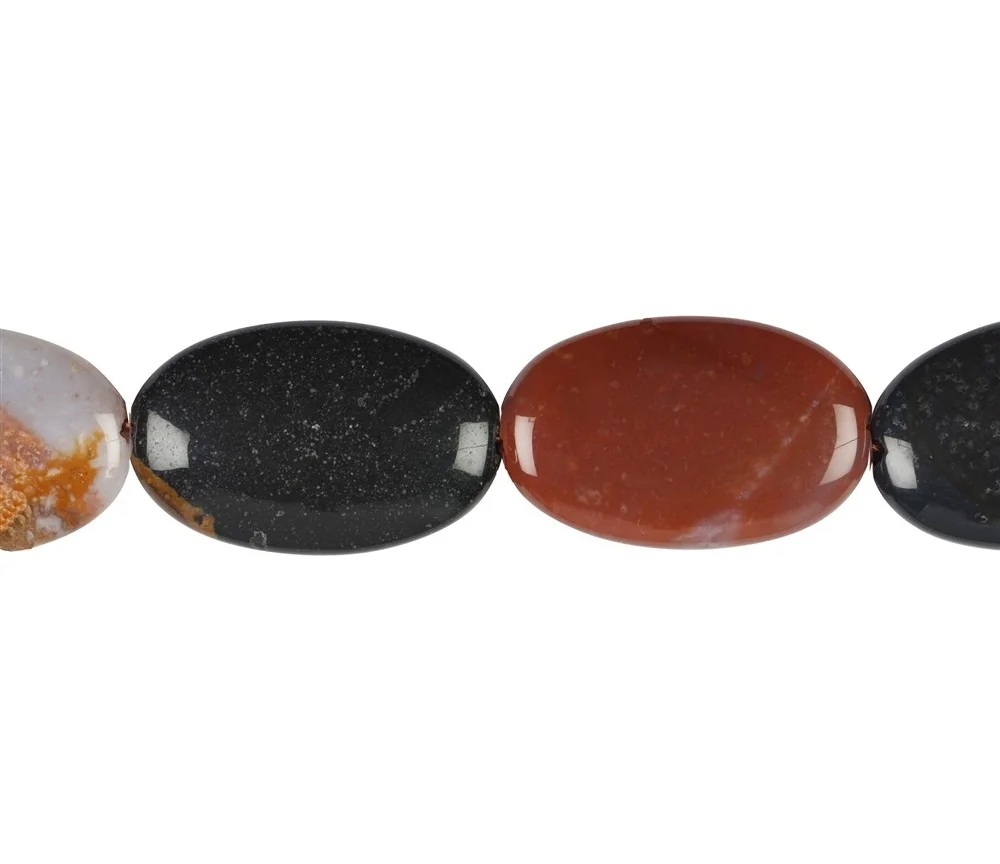 Heilstein & Edelstein-Strang - Linsen, Sardonyx, 34 x 22mm