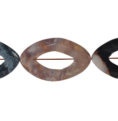 Heilstein & Edelstein-Strang - Navette leicht gedreht, Sardonyx, 60-65 x 40-45mm