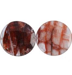 Heilstein & Edelstein-Strang - Coin, Eisenkiesel (rot), facettiert, 30mm