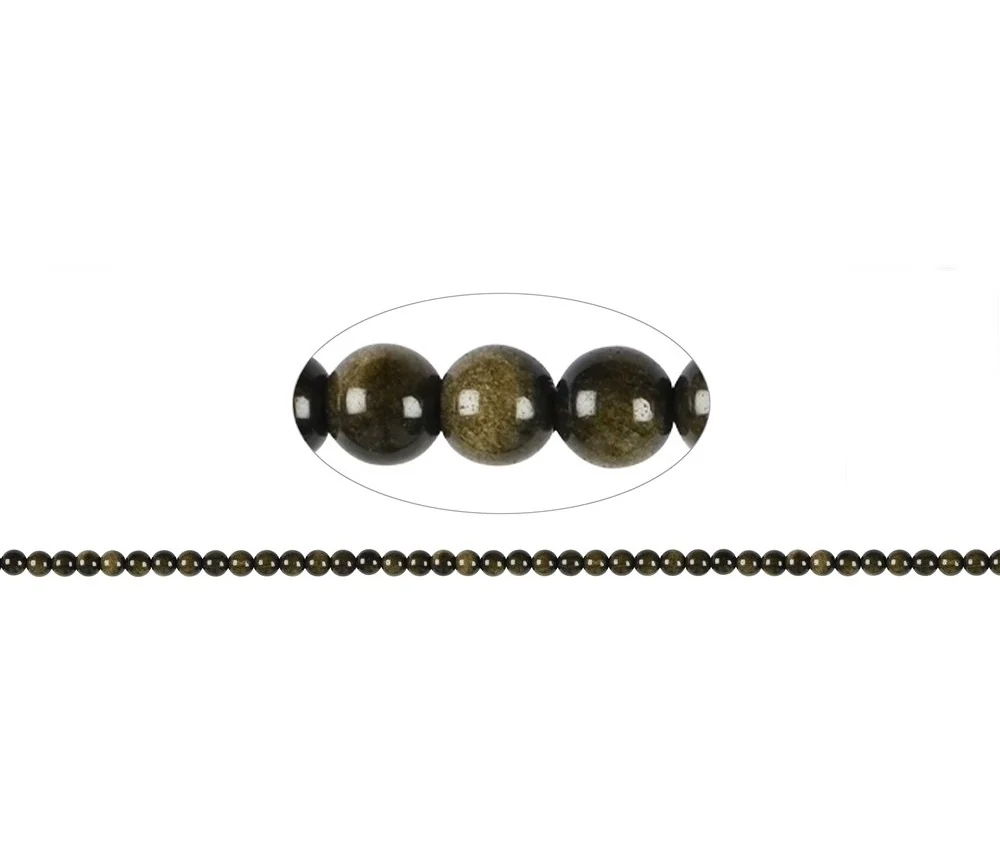 Heilstein & Edelstein-Strang - Kugeln, Obsidian (Goldglanzobsidian), 04mm