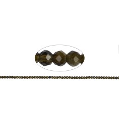 Heilstein & Edelstein-Strang - Kugeln, Obsidian (Goldglanzobsidian), facettiert, 02mm