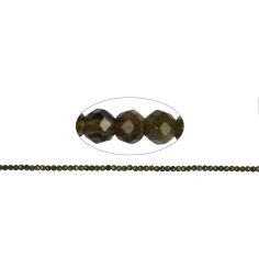 Heilstein & Edelstein-Strang - Kugeln, Obsidian (Goldglanzobsidian), facettiert, 02mm