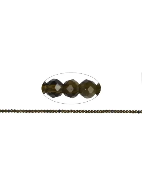 Heilstein & Edelstein-Strang - Kugeln, Obsidian (Goldglanzobsidian), facettiert, 02mm