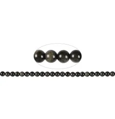 Heilstein & Edelstein-Strang - Kugeln, Obsidian (Silberglanzobsidian), 08mm