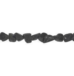 Heilstein & Edelstein-Strang - Nuggets, Obsidian (schwarz), roh, 10 - 12mm (39cm)