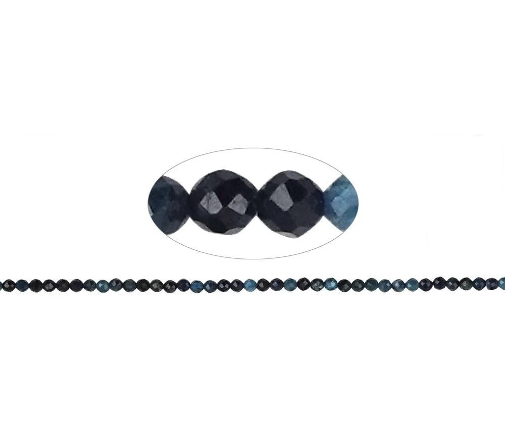 Heilstein & Edelstein-Strang - Kugeln, Indigolith, facettiert, 02,5mm (39cm)