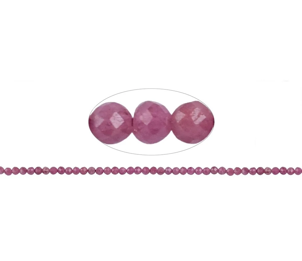 Heilstein & Edelstein-Strang - Kugeln, Turmalin (pink), facettiert, 02 - 02,5mm