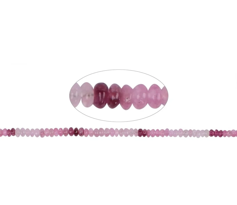 Heilstein & Edelstein-Strang - Button, Turmalin (Rubellit, gemischt), 1,4-3,0 x 3,2-5,0mm (Verlauf)