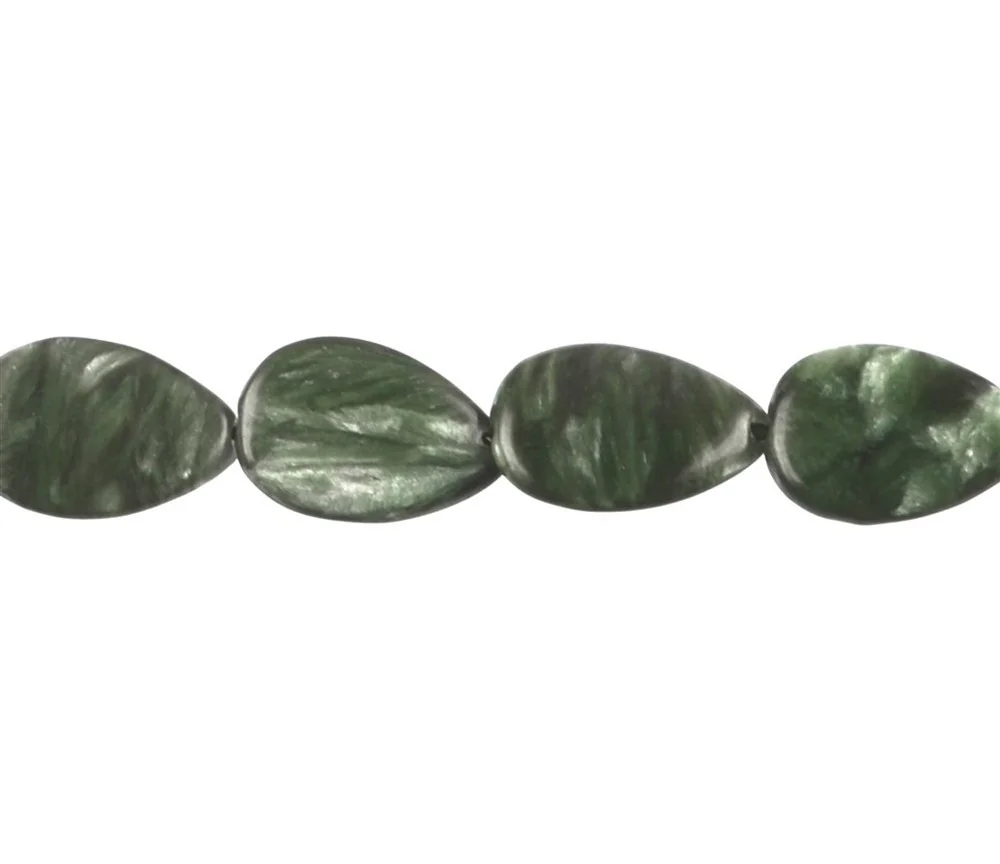 Heilstein & Edelstein-Strang - Tropfen flach, Serafinit, 11 x 08mm