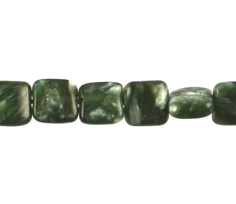 Heilstein & Edelstein-Strang - Quadrat flach, Serafinit, 06 x 06mm