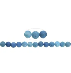 Heilstein & Edelstein-Strang - Kugeln, Achat (Schlangenachat) blau (gef.), matt, 10mm
