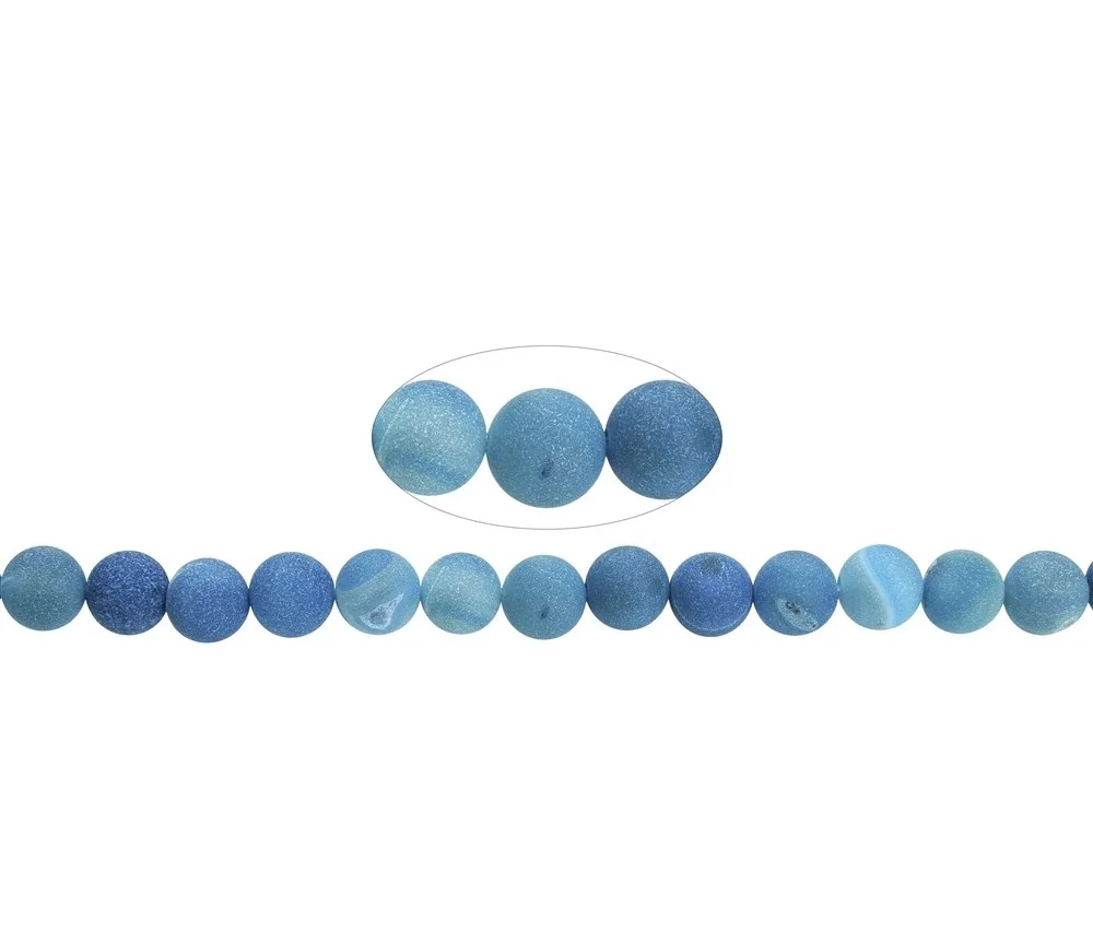Heilstein & Edelstein-Strang - Kugeln, Achat (Schlangenachat) blau (gef.), matt, 10mm