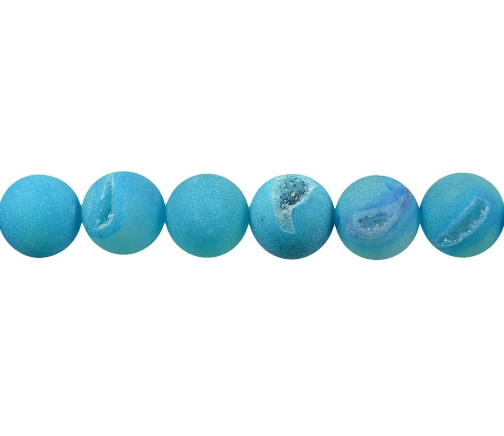 Heilstein & Edelstein-Strang - Kugeln, Achat (Schlangenachat) blau (gef.), matt, 16mm