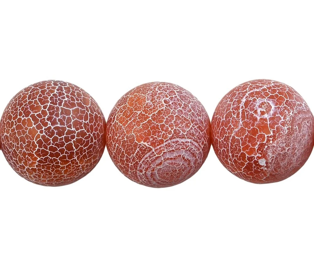 Heilstein & Edelstein-Strang - Kugeln, Achat (Schlangenachat) rot (gef.), matt, 20mm