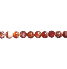 Heilstein & Edelstein-Strang - Kugeln, Achat (Schlangenachat) rot (gef.), facettiert, 12mm