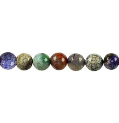 Heilstein & Edelstein-Strang - Kugeln, Achat (Schlangenachat) bunt (gef.), facettiert, 10mm (37cm)