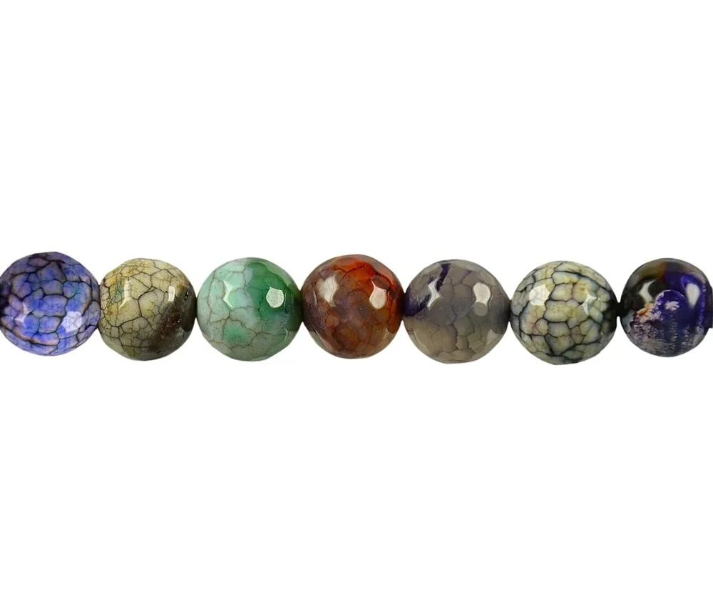 Heilstein & Edelstein-Strang - Kugeln, Achat (Schlangenachat) bunt (gef.), facettiert, 10mm (37cm)